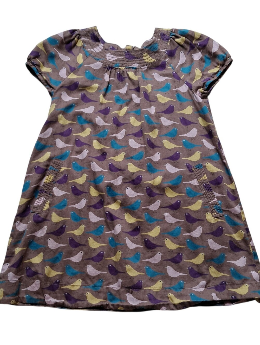 Mini Boden Dress with Bird Print Girls Size 5-6 Y